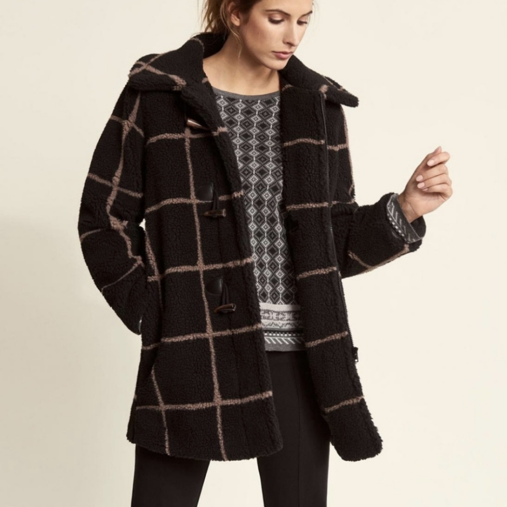 Faherty Plaid Teddy Toggle Coat XS